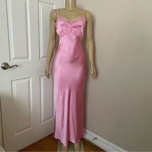 Fashion Nova Pink Satin Maxi Dress